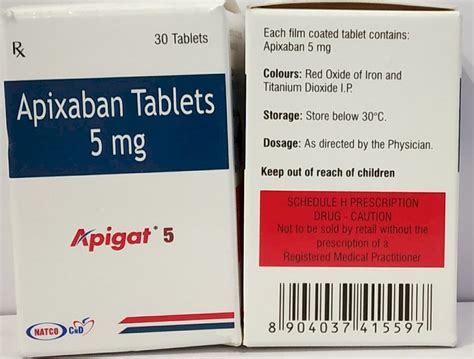 Apixaban 5 Mg Tablet at Rs 900/box in Nagpur | ID: 23672521355