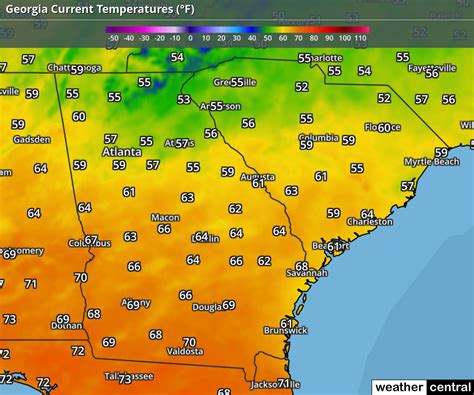 Georgia Current Temperatures Map