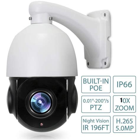 10X Zoom PTZ IP Camera 5MP Pan Tilt Outdoor Security Network P2p IR ...