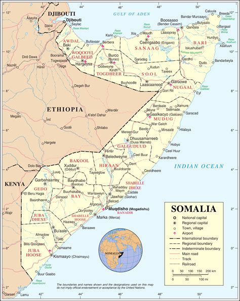 Map fo Somalia (Political Map) : Worldofmaps.net - online Maps and Travel Information