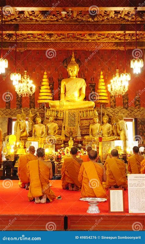 Buddhist Monk Chanting in the Temple Editorial Photo - Image of faith, statue: 49854276