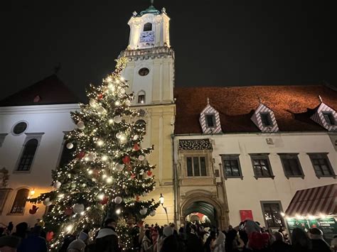 Visiting the Christmas markets in Bratislava.