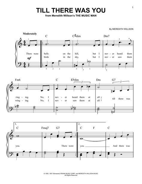 Till There Was You by Meredith Willson Sheet Music for Easy Piano at ...