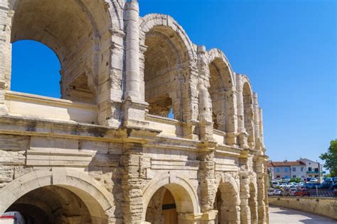 Amphitheatre in Arles stock photo. Image of arches, exterior - 261366262