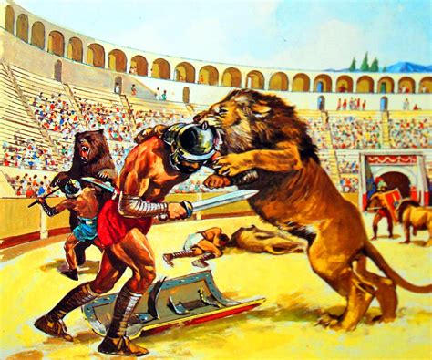 Roman Gladiators Fighting Animals