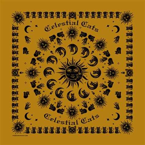 Celestial Cats Gold Bandana – The Bandana Blanket Company