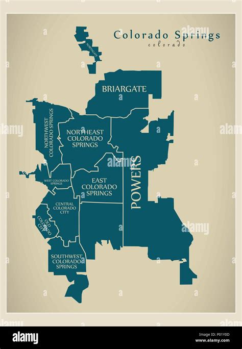 Modern City Map - Colorado Springs CO city of the USA with ...