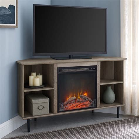 Manor Park Corner Fireplace TV Stand for TVs up to 55", Grey Wash ...