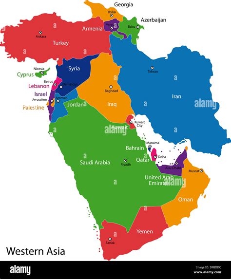 Western Asia map Stock Photo - Alamy