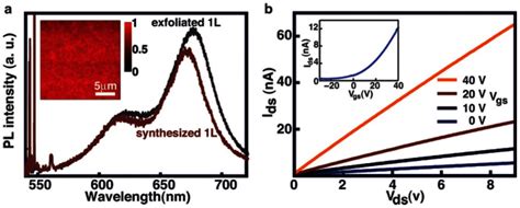 (a), Photoluminescence (PL) of the synthesized and exfoliated MoS2 ...