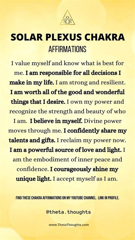 Solar Plexus Chakra Affirmations