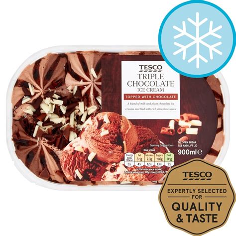 Tesco Triple Chocolate Ice Cream 900Ml - Tesco Groceries