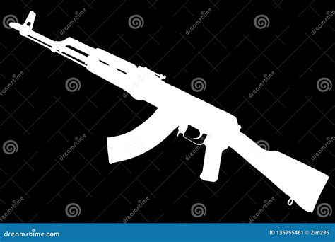 AK - 47 Assault Rifle Black Silhouette Stock Image - Image of forces, shotgun: 135755461