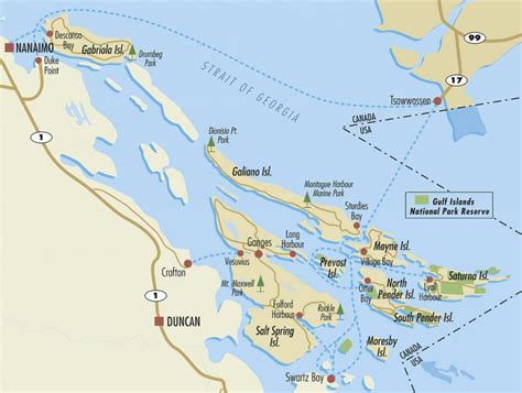 Bc gulf islands map - Canadian gulf islands map (British Columbia - Canada)