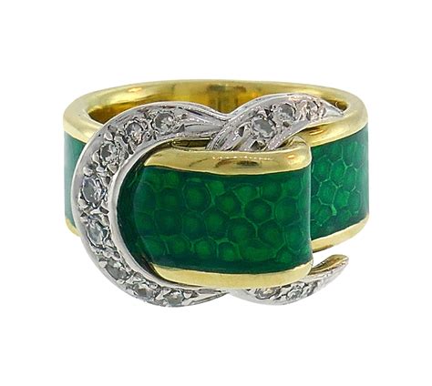 Art Nouveau Diamond Enamelled 4 Leaf Clover Ring 2.50ctw at 1stDibs ...