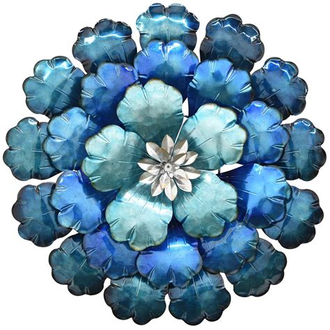 Large Blue Metal Flower Wall Decor | 122-10692 | Wall Décor | AFW.com