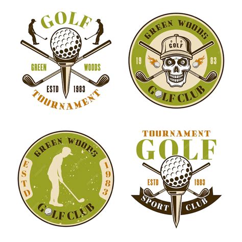 Premium Vector | Golf club set of four colored vector emblems, badges, labels or logos in ...