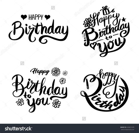 Happy Birthday Set Beautiful Greeting Card Stock Vector (Royalty Free ...