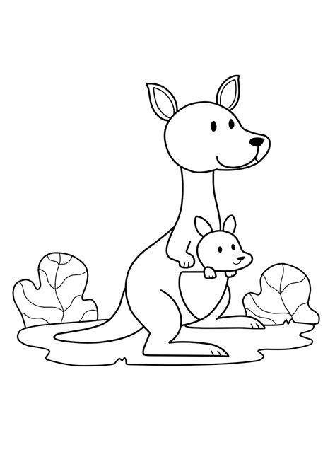 Cartoon Baby Kangaroo Coloring Page - Free Printable Coloring Pages