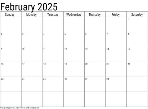 February 2025 Calendar - Handy Calendars