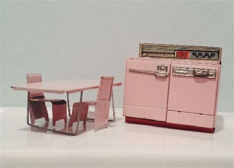 Vintage Tin Toy Stove Table Chairs Little Mother’s Kitchen Doll ...