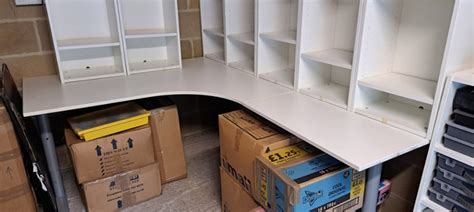 White IKEA Galant Corner Desk and Billy cabinets (Awaiting collection ...
