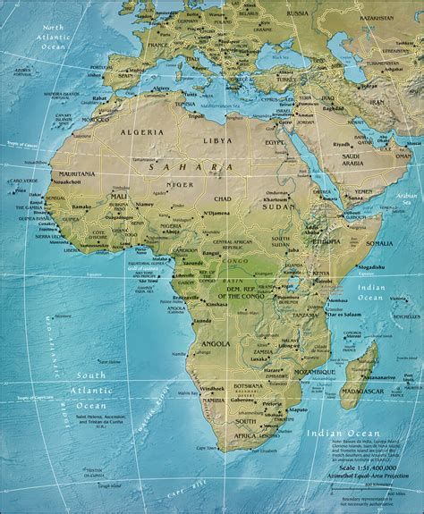 Kort Physical Map Of Africa ǀ Bykort og verdenskort plakater på væggen | Europosters