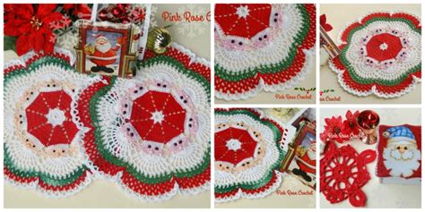 Pink Rose Crochet: Centrinho Estrela e Carinhas de Papai Noel