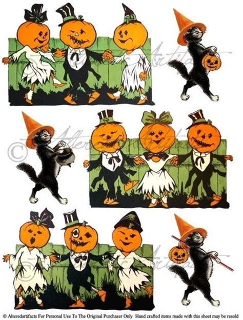 Printable Vintage Halloween Clip Art Pumpkin Dance Party Retro - Etsy