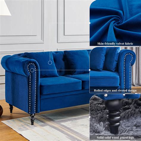 80'' Chesterfield Sofa With Pillows, Velvet Upholstered, 42% OFF