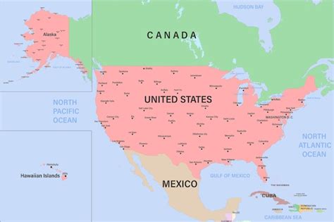 Premium Vector | Global political map of the usa highly detailed map with borders countries and ...
