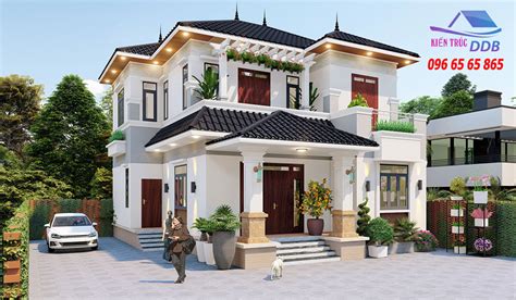 Mẫu thiết kế nhà mái nhật 2 tầng đẹp 250m2 tại Đan Phượng-Hà Nội - KIẾN TRÚC DDB