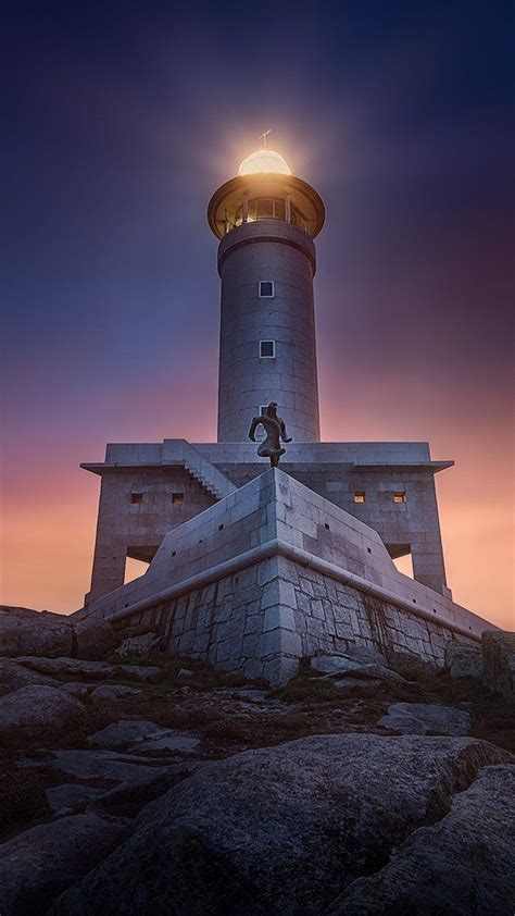 Lighthouse Rock Sunset 4K Ultra HD Mobile Wallpaper | Mobile wallpaper ...