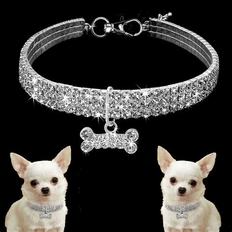 Bling Crystal Dog Collar Diamond Puppy Pet Shiny Full Rhinestone Necklace Collar Collars for Pet ...