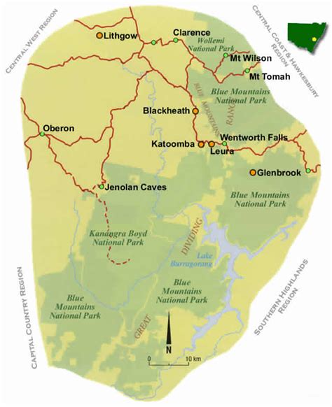 Region Map Blue Mountains Nsw