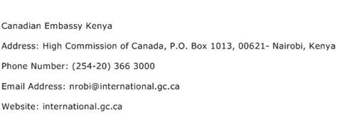 Canadian Embassy Kenya Address, Contact Number of Canadian Embassy Kenya