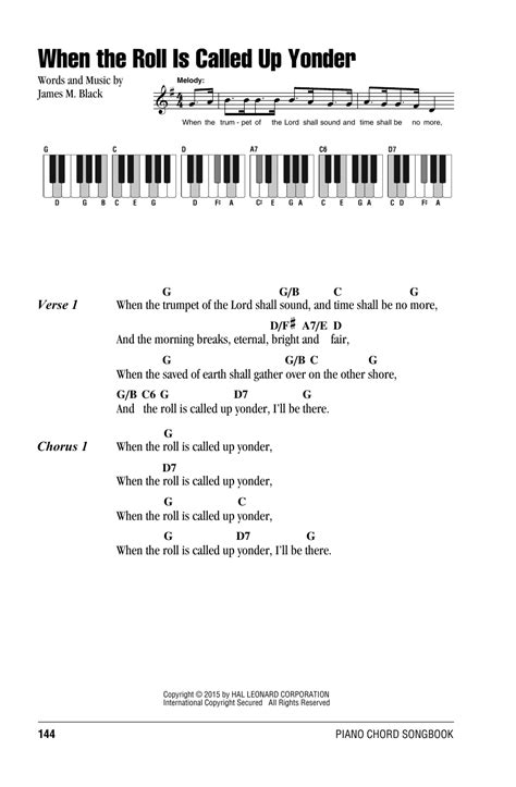 When The Roll Is Called Up Yonder sheet music by James M. Black (Lyrics & Piano Chords – 161293)