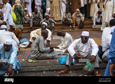 Mecca - Saudi Arabia: 24 August 2018. People eating street food in ...