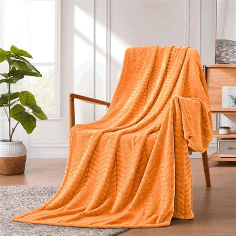 Amazon.com: Excervent Soft Brushed Flannel Throw Blanket Burnt Orange Fleece Blankets Chevron ...