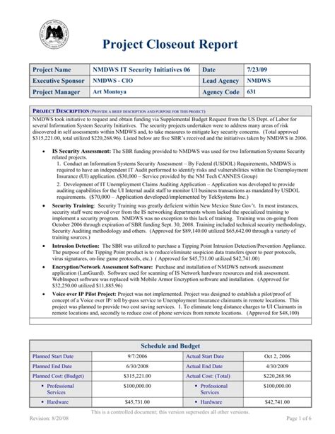 Project Closure Checklist Template