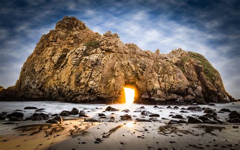 Wallpaper : sunlight, landscape, sea, bay, rock, shore, sand, beach, coast, cliff, California ...