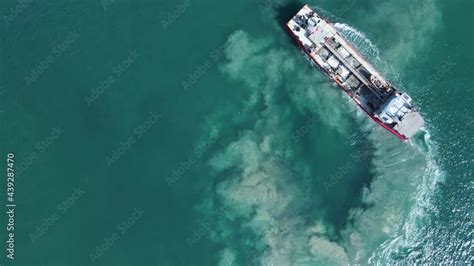 Unique high view of the environmental impact to a sensitive marine ...