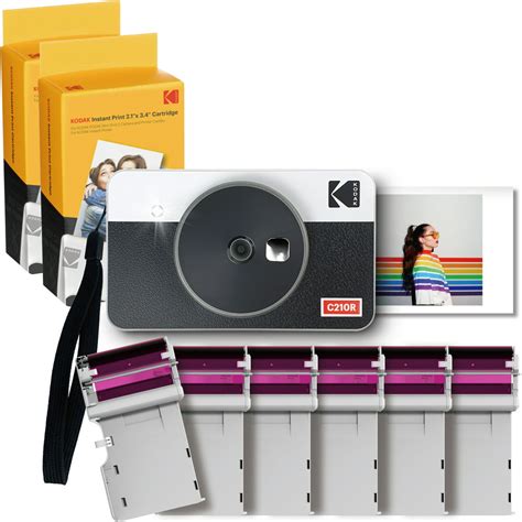 Kodak Mini Shot 2 Retro 2-in-1 Portable Instant Camera & Photo Printer (C210RW) + 68 Sheets ...