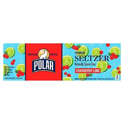 Polar Seltzer Water Cranberry Lime, 12 fl oz cans, 12 pack