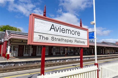 Station Sign Aviemore Strathspey Railway Scotland Editorial Image ...