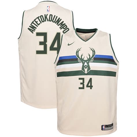 Nike 34 Giannis Antetokounmpo Milwaukee Bucks Youth Cream City Edition Swingman Jersey