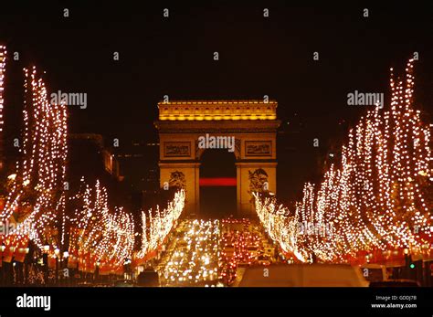 Arc de Triomphe and Christmas Illuminations on Champs Elysees, Paris in France Stock Photo - Alamy