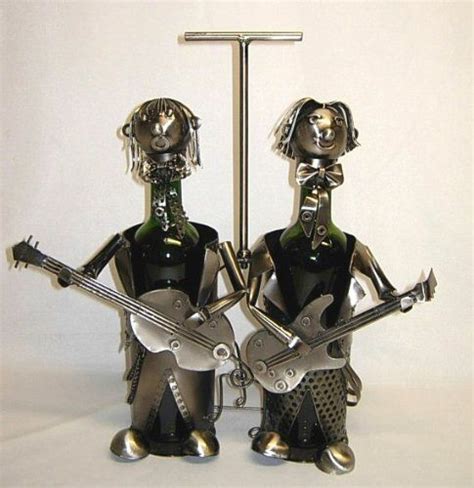 WINE BODIES Guitarist Musical Duo Metal Wine Bottle Holder, Charcoal | Wine bottle holders, Wine ...