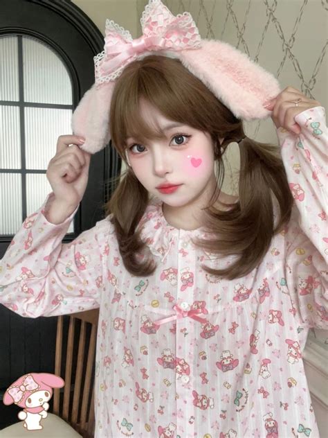 Kawaii Japanese Pink My Melody Printed Pajamas Set - Kawaii Fashion Shop | Cute Asian Japanese ...