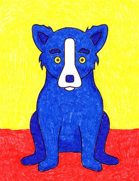 Easy How to Draw a Blue Dog Tutorial and Blue Dog Coloring Page